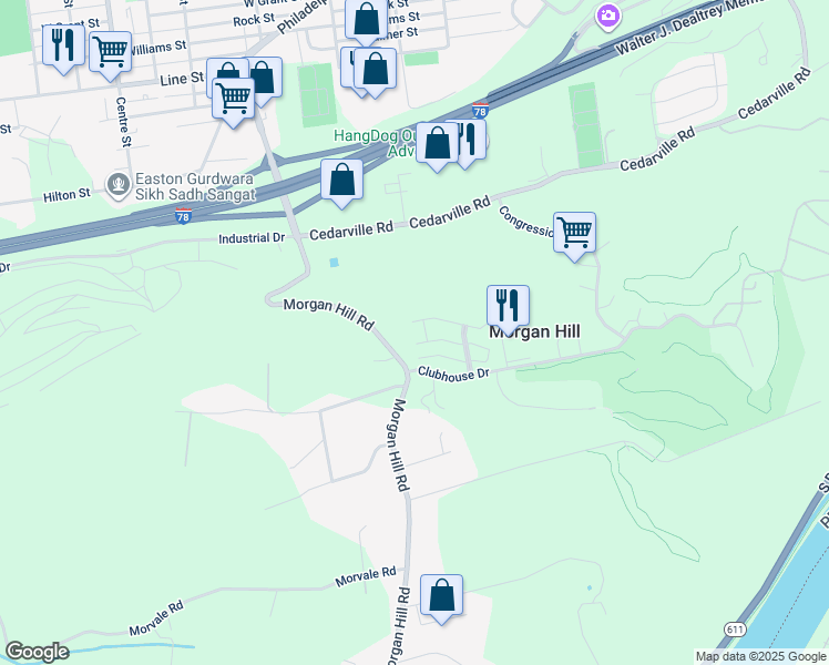 map of restaurants, bars, coffee shops, grocery stores, and more near 608 Prestwick Drive in Easton