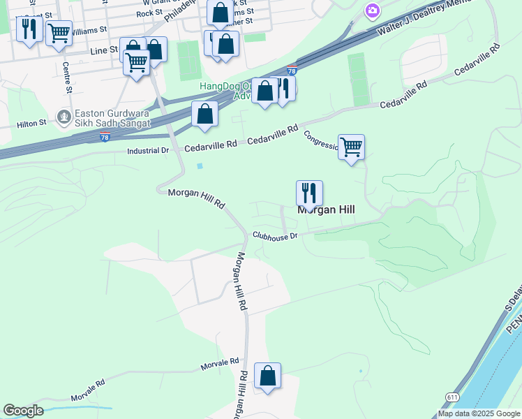 map of restaurants, bars, coffee shops, grocery stores, and more near 613 Prestwick Dr in Easton