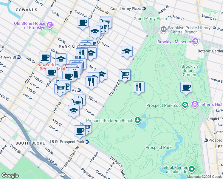 map of restaurants, bars, coffee shops, grocery stores, and more near in Brooklyn