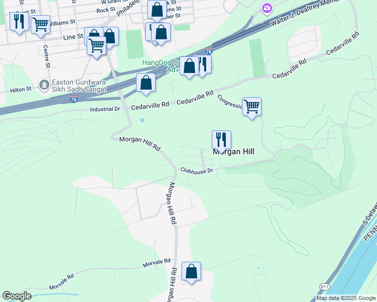 map of restaurants, bars, coffee shops, grocery stores, and more near 615 Prestwick Drive in Easton