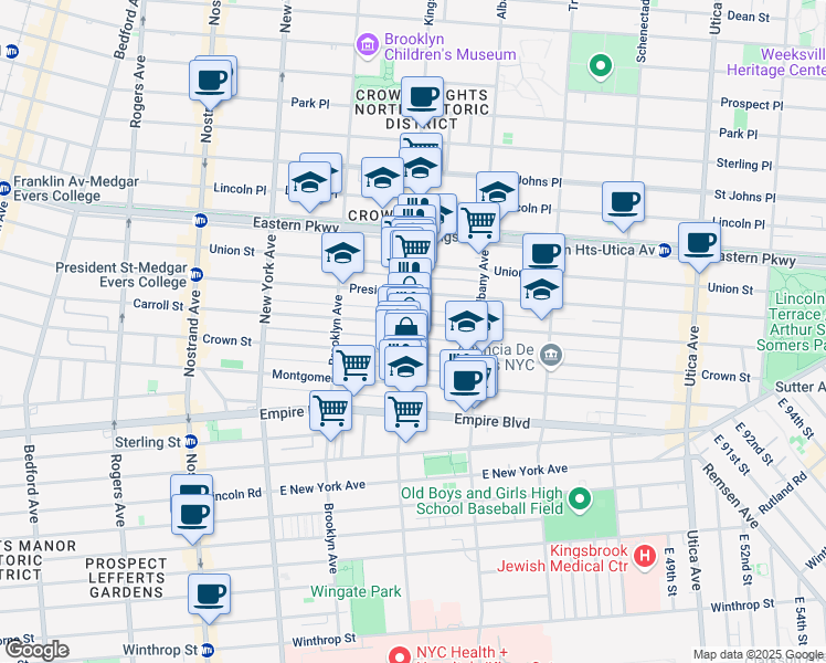 map of restaurants, bars, coffee shops, grocery stores, and more near 369 Kingston Avenue in Brooklyn