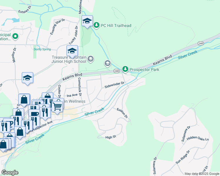 map of restaurants, bars, coffee shops, grocery stores, and more near 2660 Sidewinder Dr in Park City