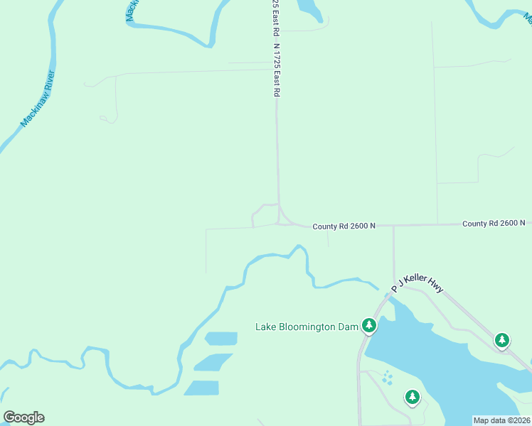 map of restaurants, bars, coffee shops, grocery stores, and more near 26058 North 1725 East Road in Lexington