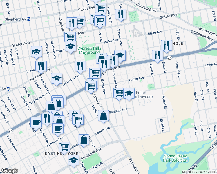 map of restaurants, bars, coffee shops, grocery stores, and more near 760 Pine Street in Brooklyn