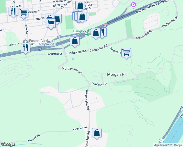 map of restaurants, bars, coffee shops, grocery stores, and more near 606 Prestwick Drive in Easton