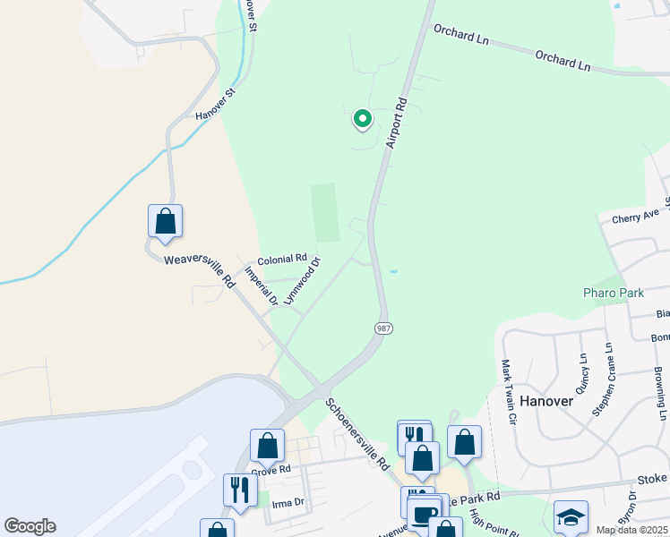 map of restaurants, bars, coffee shops, grocery stores, and more near 3885 Old Airport Road in Allentown