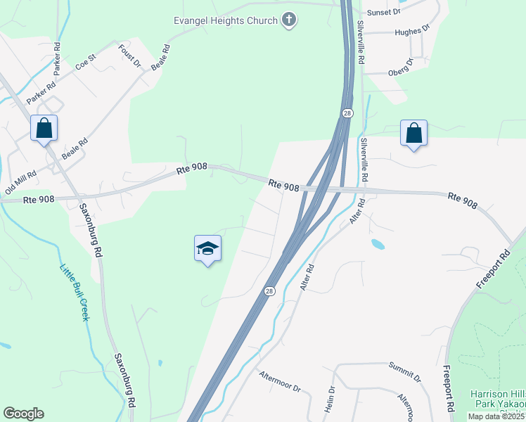 map of restaurants, bars, coffee shops, grocery stores, and more near 109 Maiden Lane in Natrona Heights