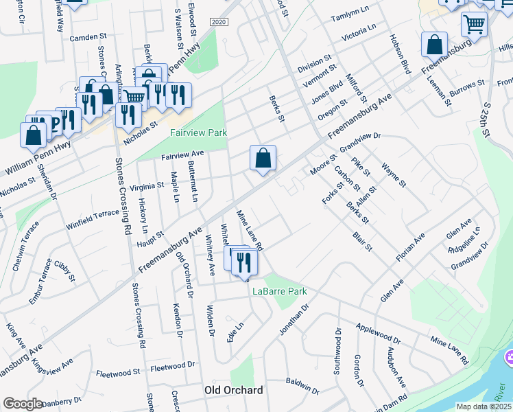 map of restaurants, bars, coffee shops, grocery stores, and more near 16 Movie Court in Easton