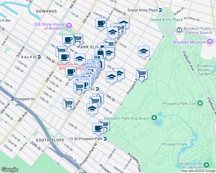 map of restaurants, bars, coffee shops, grocery stores, and more near in Brooklyn