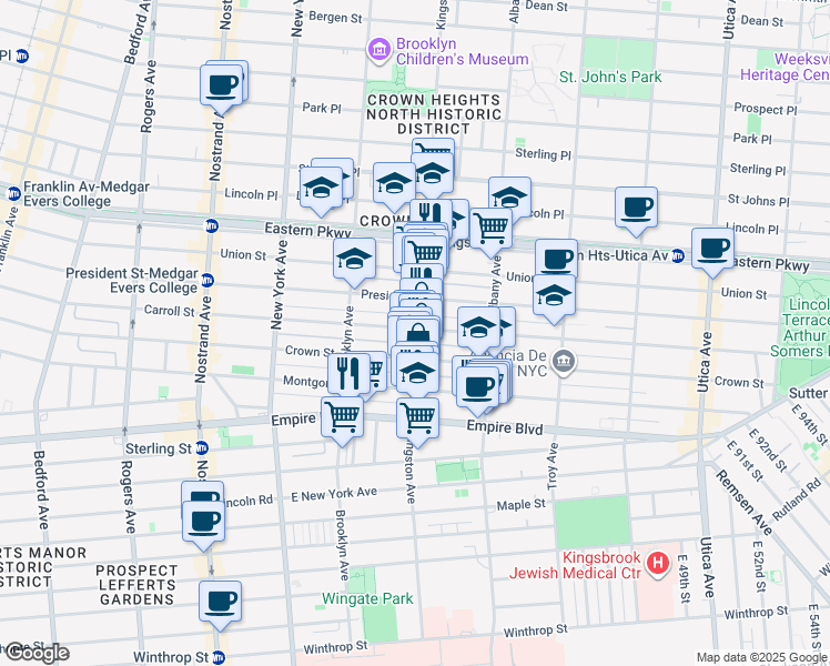 map of restaurants, bars, coffee shops, grocery stores, and more near 369 Kingston Avenue in Brooklyn
