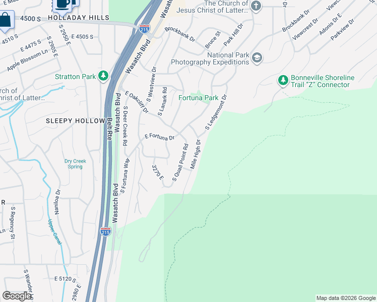 map of restaurants, bars, coffee shops, grocery stores, and more near 4738 Mile High Drive in Salt Lake City