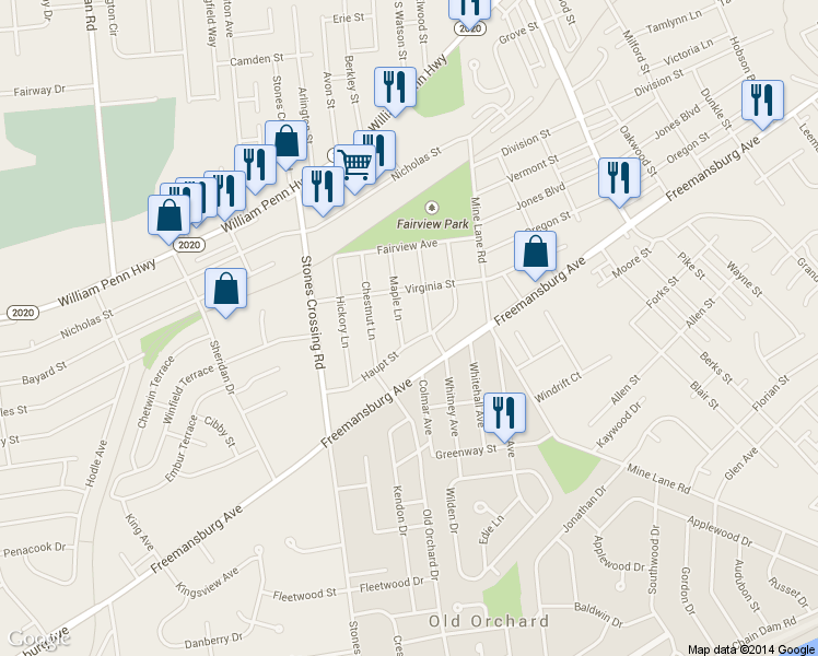 map of restaurants, bars, coffee shops, grocery stores, and more near 785 Maple Ln in Easton