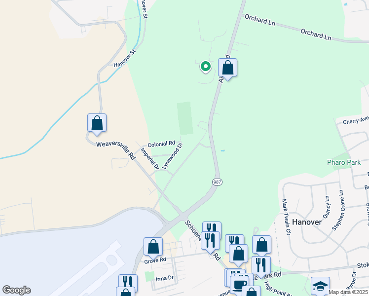 map of restaurants, bars, coffee shops, grocery stores, and more near 40 Lynnwood Drive in Allentown