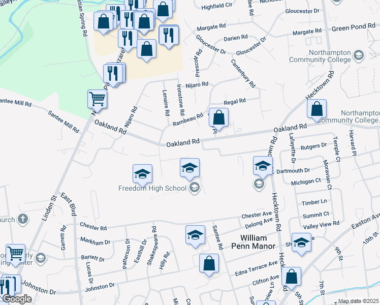 map of restaurants, bars, coffee shops, grocery stores, and more near 3049 Ridon Court in Bethlehem