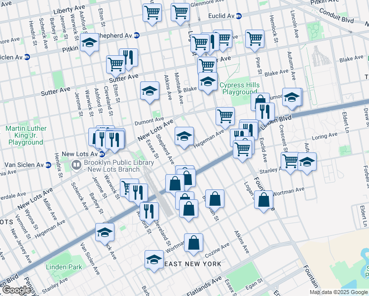map of restaurants, bars, coffee shops, grocery stores, and more near 981 Hegeman Avenue in Brooklyn