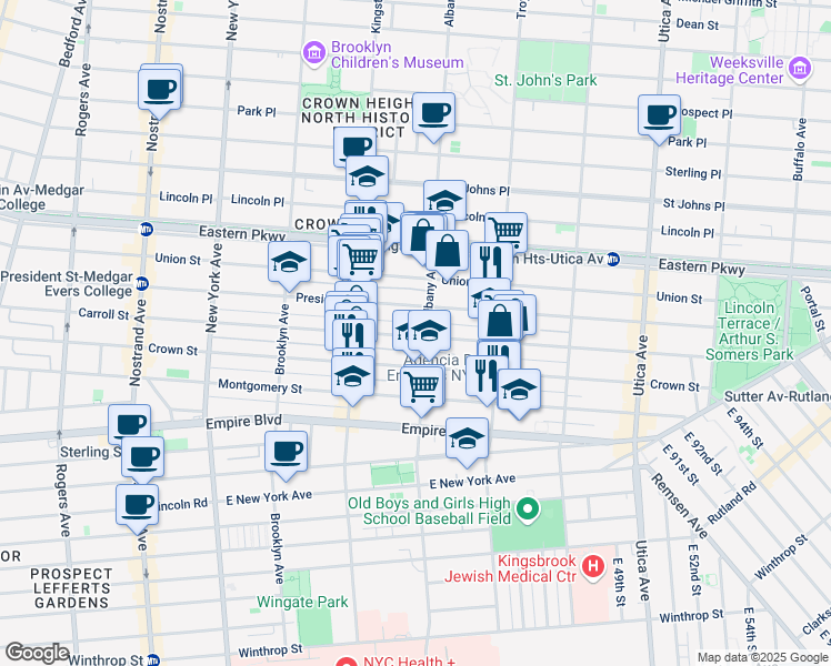 map of restaurants, bars, coffee shops, grocery stores, and more near 1468 Carroll Street in Brooklyn