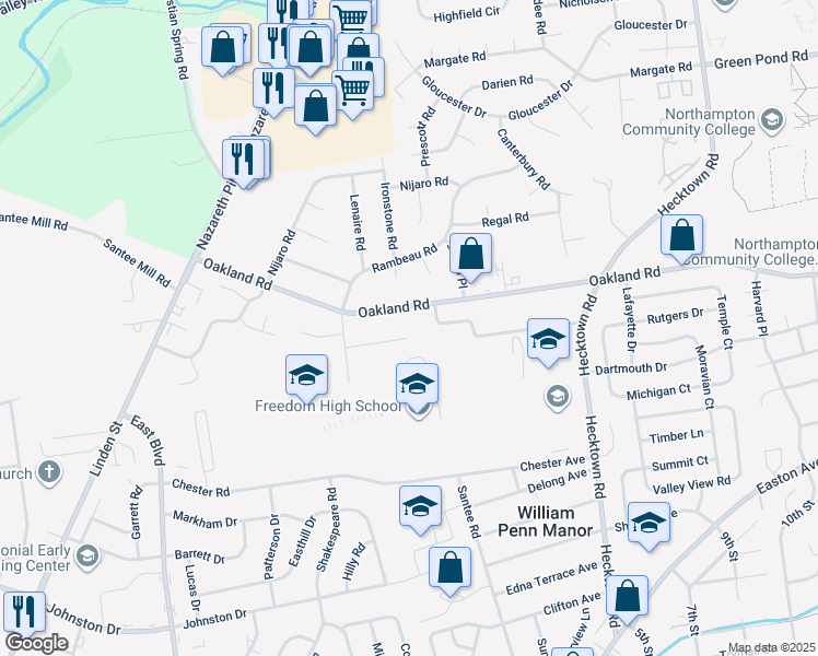 map of restaurants, bars, coffee shops, grocery stores, and more near 3049 Ridon Court in Bethlehem
