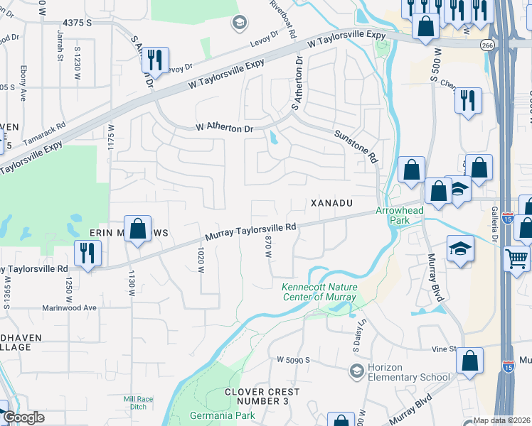 map of restaurants, bars, coffee shops, grocery stores, and more near 874 Millrace Park Court in Taylorsville