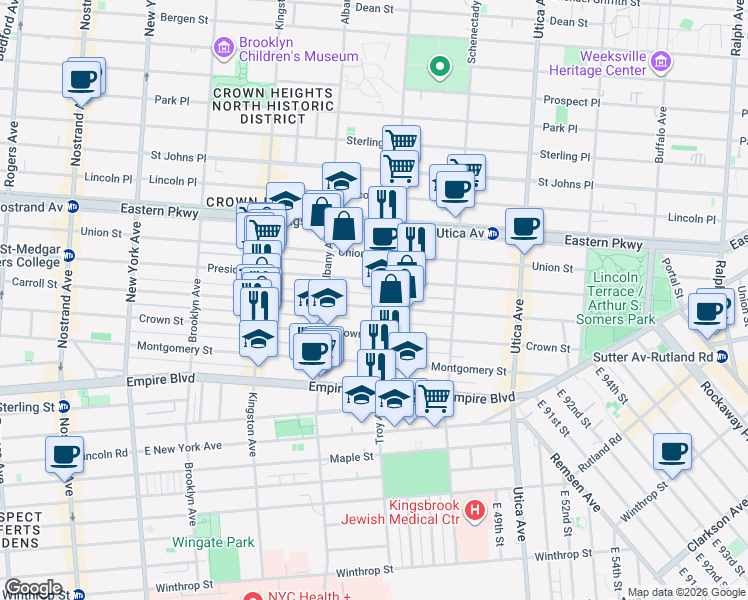 map of restaurants, bars, coffee shops, grocery stores, and more near 1508 Carroll Street in Brooklyn