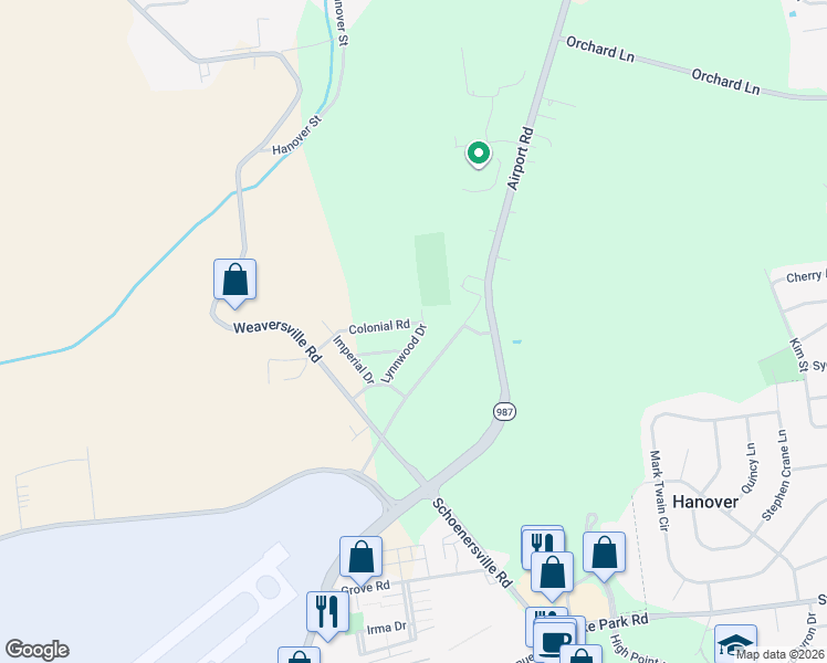 map of restaurants, bars, coffee shops, grocery stores, and more near 40 Lynnwood Drive in Allentown
