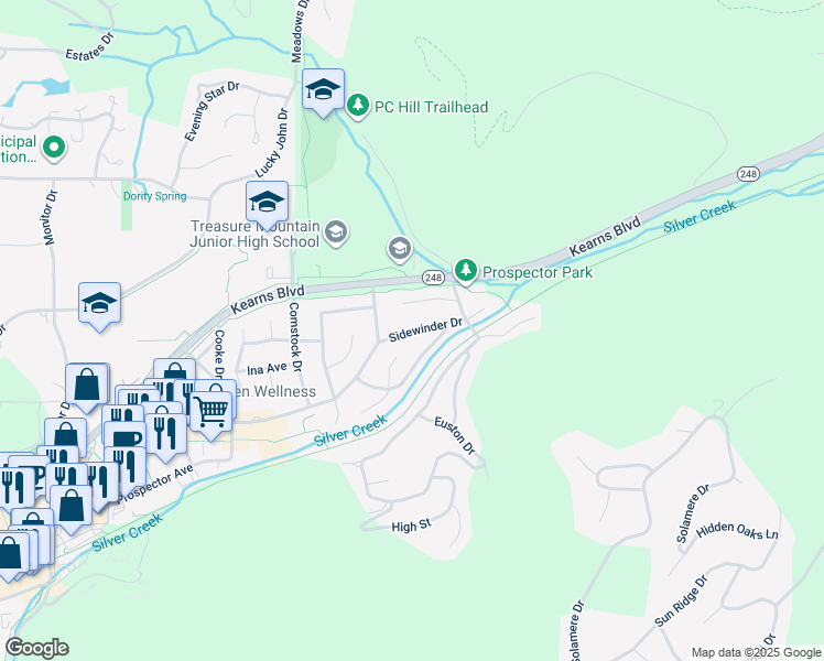 map of restaurants, bars, coffee shops, grocery stores, and more near 2660 Sidewinder Drive in Park City