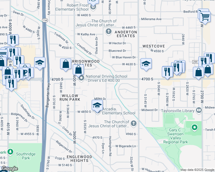 map of restaurants, bars, coffee shops, grocery stores, and more near 4743 Simper Lane in Salt Lake City