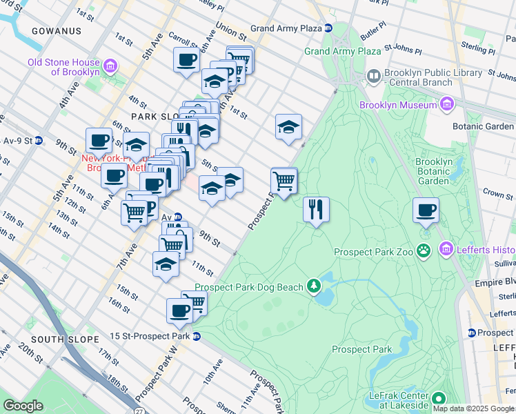 map of restaurants, bars, coffee shops, grocery stores, and more near in Brooklyn