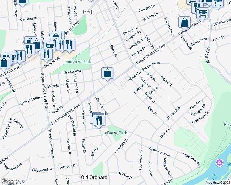 map of restaurants, bars, coffee shops, grocery stores, and more near 12 Ashlee Court in Easton