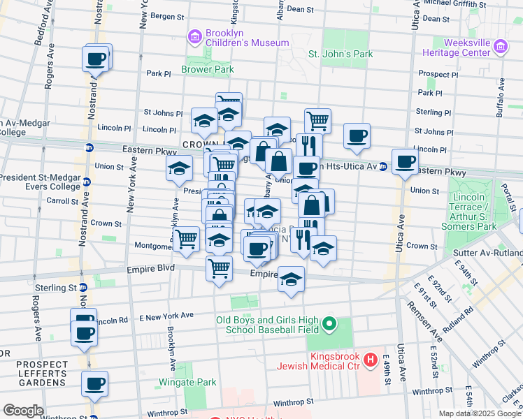 map of restaurants, bars, coffee shops, grocery stores, and more near 1437 Carroll Street in Brooklyn