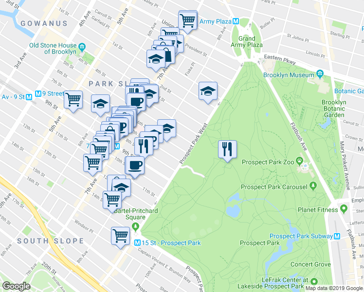 map of restaurants, bars, coffee shops, grocery stores, and more near in Brooklyn