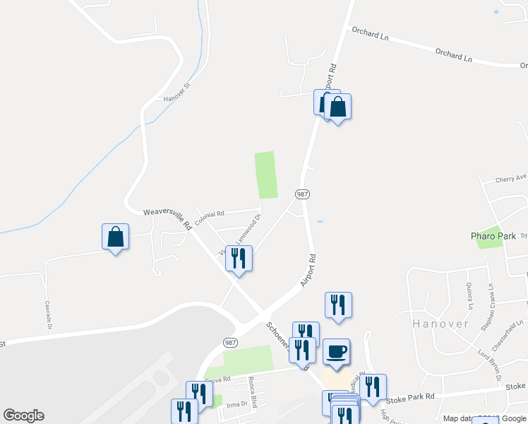 map of restaurants, bars, coffee shops, grocery stores, and more near 41 Lynnwood Drive in Allentown