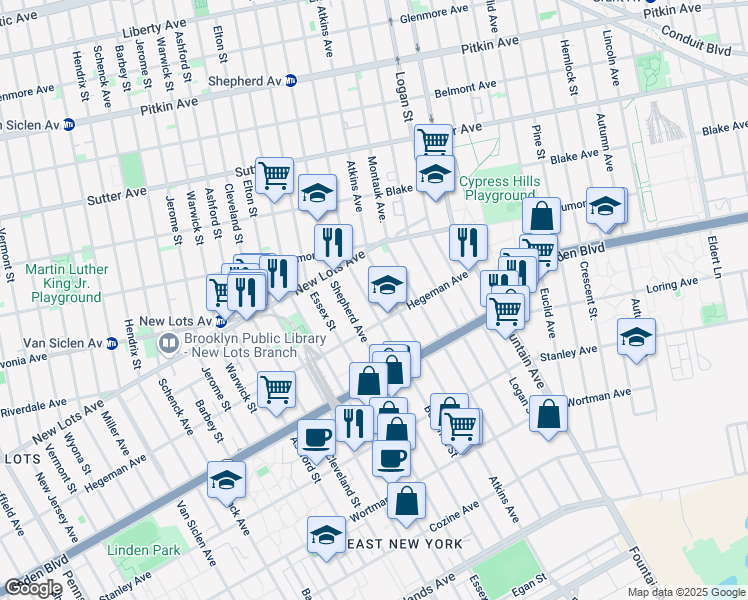 map of restaurants, bars, coffee shops, grocery stores, and more near 981 Hegeman Avenue in Brooklyn