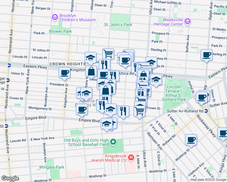 map of restaurants, bars, coffee shops, grocery stores, and more near 1563 Carroll Street in Brooklyn