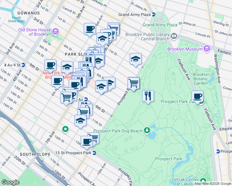 map of restaurants, bars, coffee shops, grocery stores, and more near in Brooklyn
