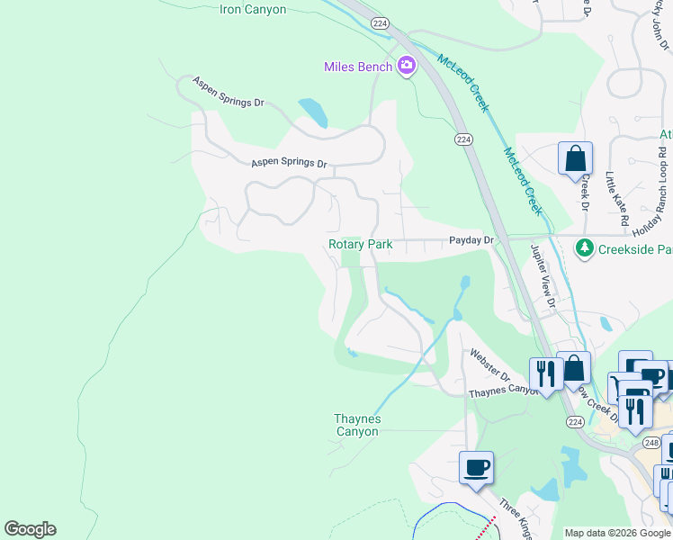 map of restaurants, bars, coffee shops, grocery stores, and more near 2348 Morning Star Court in Park City