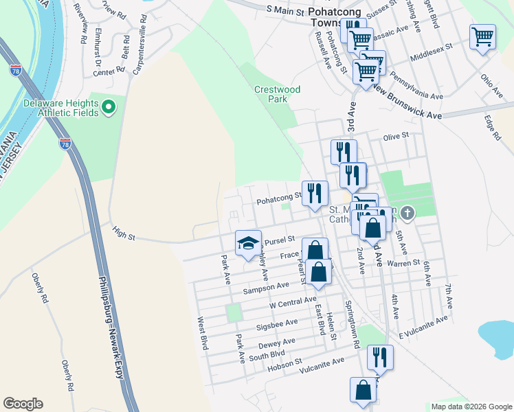 map of restaurants, bars, coffee shops, grocery stores, and more near 591 Schley Avenue in Alpha