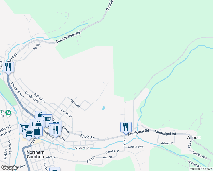 map of restaurants, bars, coffee shops, grocery stores, and more near 54 Cherry Ridge Terrace in Northern Cambria