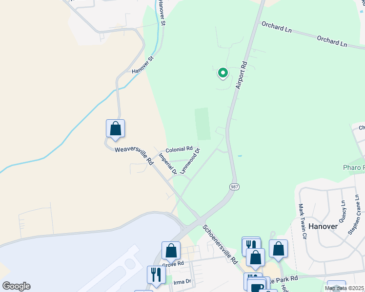 map of restaurants, bars, coffee shops, grocery stores, and more near 74 Colonial Road in Allentown