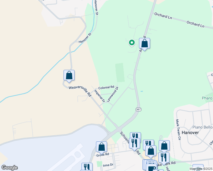 map of restaurants, bars, coffee shops, grocery stores, and more near 55 Jolan Drive in Allentown