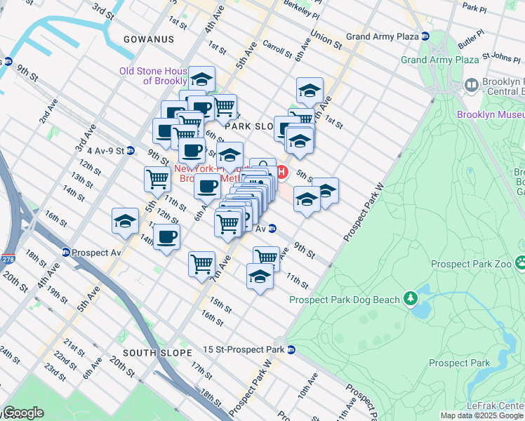map of restaurants, bars, coffee shops, grocery stores, and more near in Brooklyn