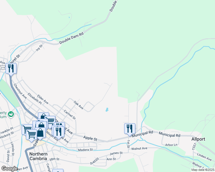 map of restaurants, bars, coffee shops, grocery stores, and more near 54 Cherry Ridge Terrace in Northern Cambria