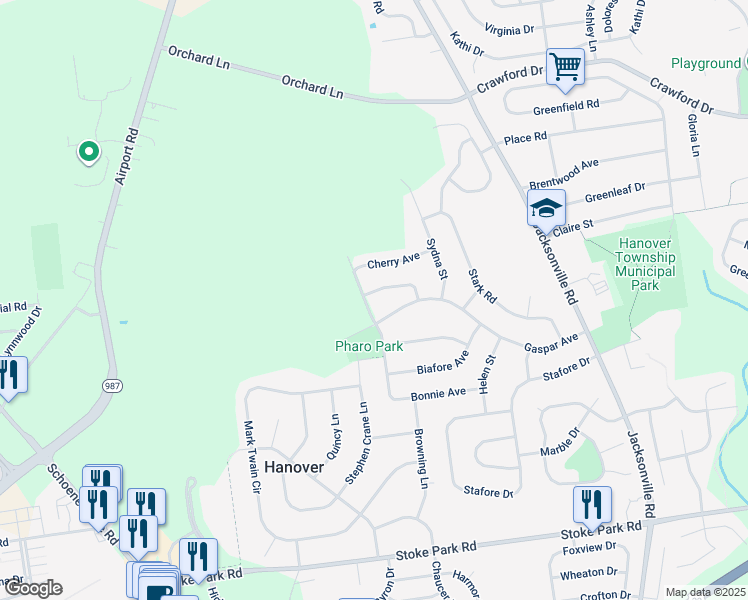 map of restaurants, bars, coffee shops, grocery stores, and more near 1371 Armstrong Road in Bethlehem