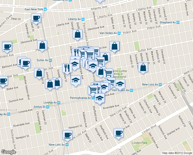 map of restaurants, bars, coffee shops, grocery stores, and more near in Brooklyn