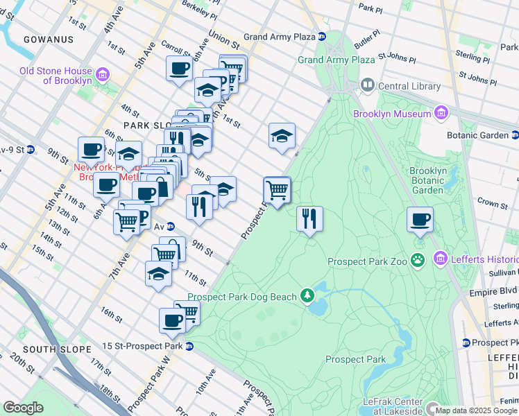 map of restaurants, bars, coffee shops, grocery stores, and more near in Brooklyn