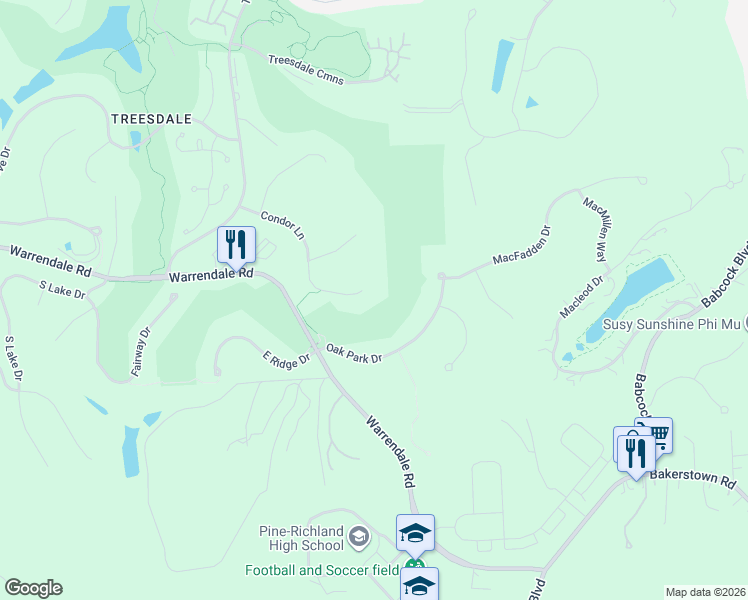 map of restaurants, bars, coffee shops, grocery stores, and more near 101 Treesdale Drive in Gibsonia