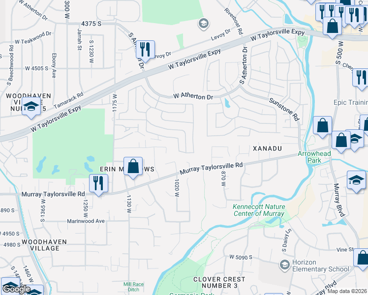 map of restaurants, bars, coffee shops, grocery stores, and more near 4720 Yucca Drive in Taylorsville