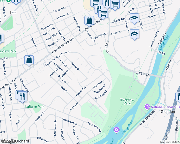 map of restaurants, bars, coffee shops, grocery stores, and more near 17 Pink Rose Lane in Easton