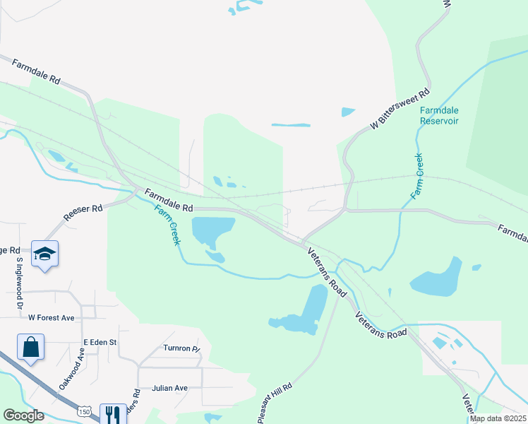 map of restaurants, bars, coffee shops, grocery stores, and more near 22462 Farmdale Road in East Peoria