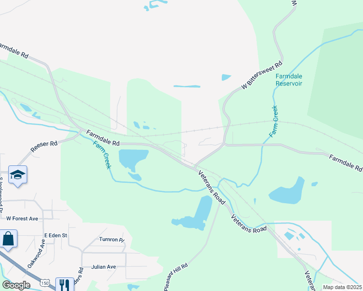 map of restaurants, bars, coffee shops, grocery stores, and more near 22462 Farmdale Road in East Peoria