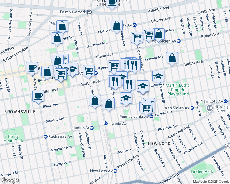 map of restaurants, bars, coffee shops, grocery stores, and more near 322-324 Williams Avenue in Brooklyn